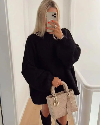 Gemütlicher Strickrollkragenpullover mit voluminösen Statement-Ärmeln