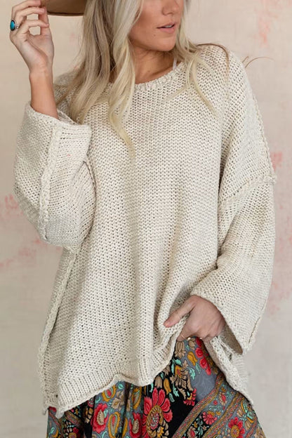 Gemütlicher Strickpullover mit Rundhalsausschnitt für täglichen Komfort
