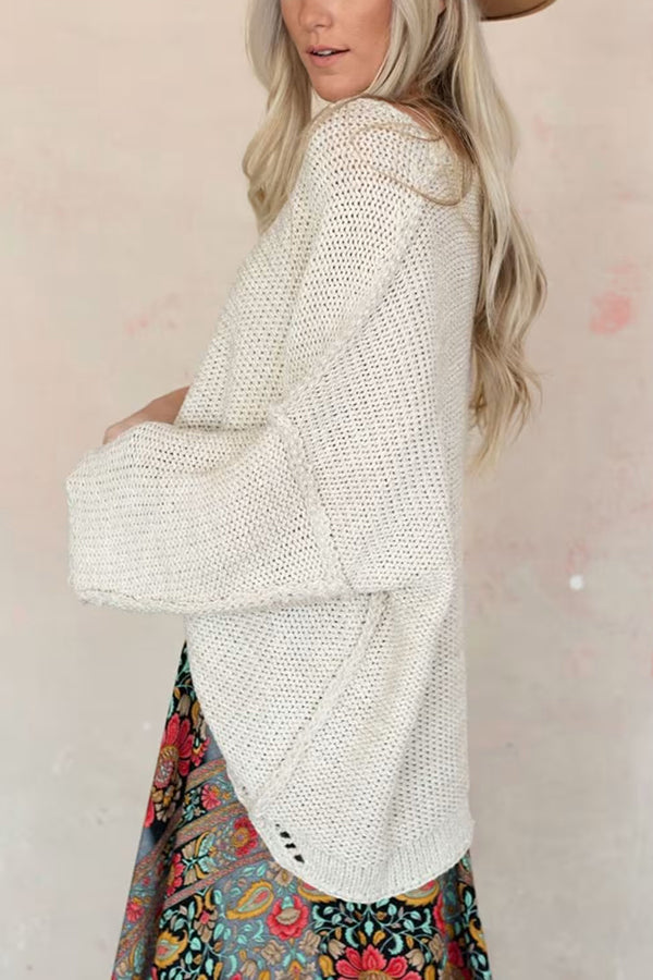 Gemütlicher Strickpullover mit Rundhalsausschnitt für täglichen Komfort