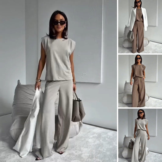 Schickes zweiteiliges Set aus T-Shirt und weiten Hosen