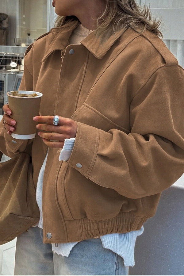 Lockere Freizeitjacke mit Reißverschluss und langen Ärmeln