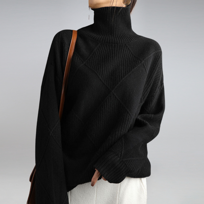 Gemütlicher geometrischer Strickpullover mit Rollkragen