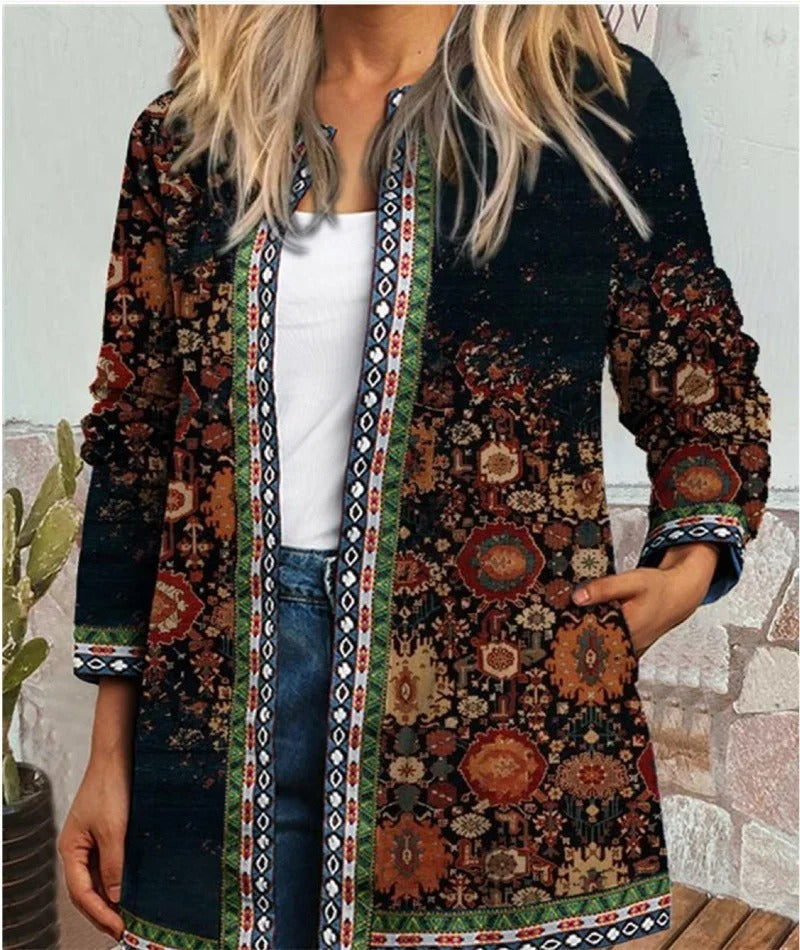 Frieda™ – Boho-Jacke mit farbenfrohem Muster