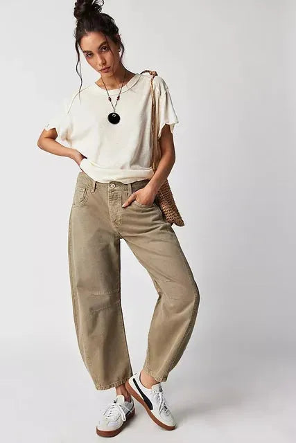 Weit geschnittene lässige Damen-Winterjeans