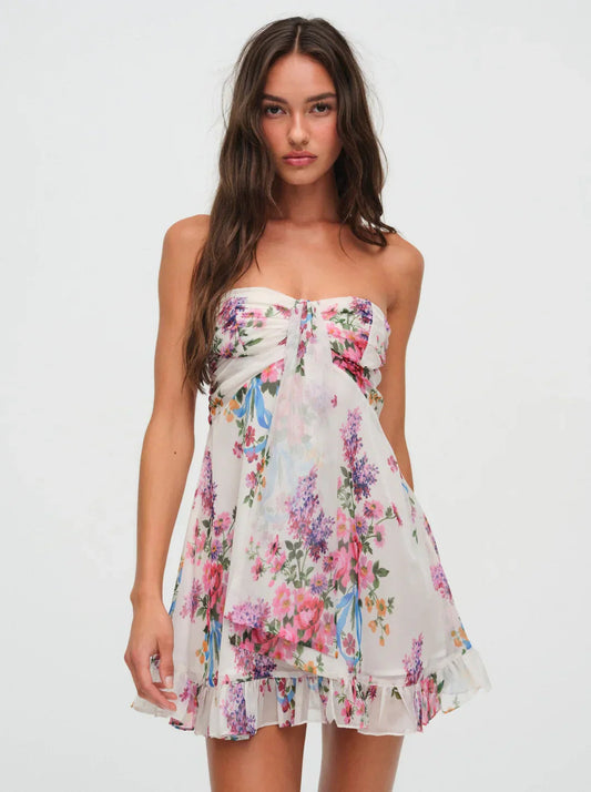 Fließendes Boho Maxikleid mit Blumenmuster