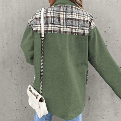 Schicke Kariert Jacke mit klassischem Kragen für Damen