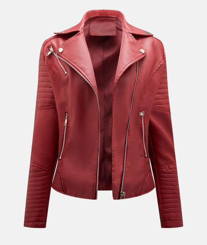 Schicke Damen Kunstleder-Bikerjacke