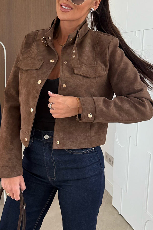 Schicke Langarm-Casual-Jacke mit Knöpfen