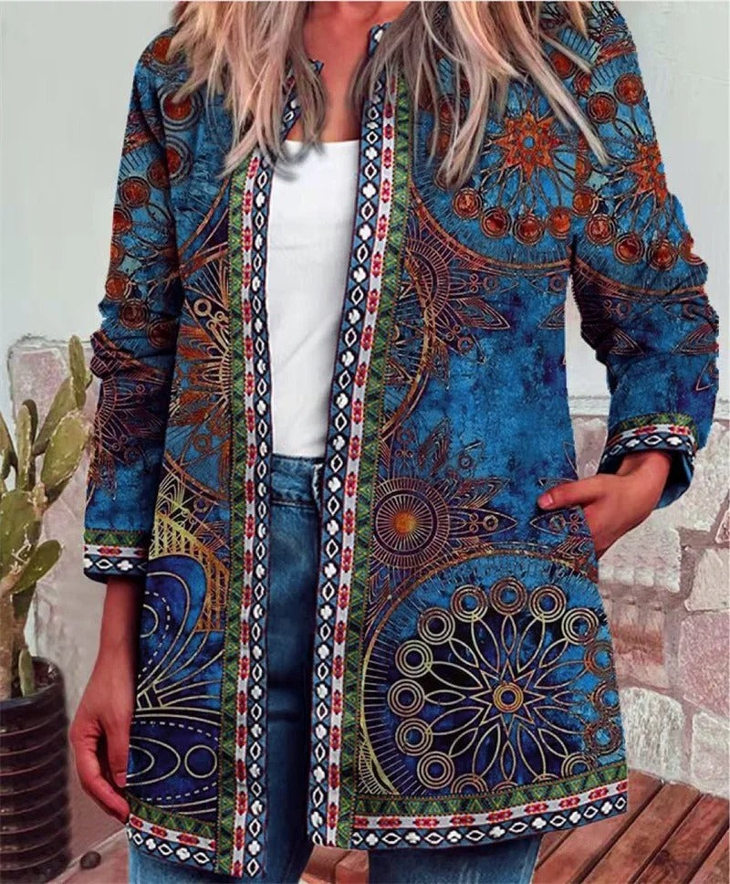 Frieda™ – Boho-Jacke mit farbenfrohem Muster