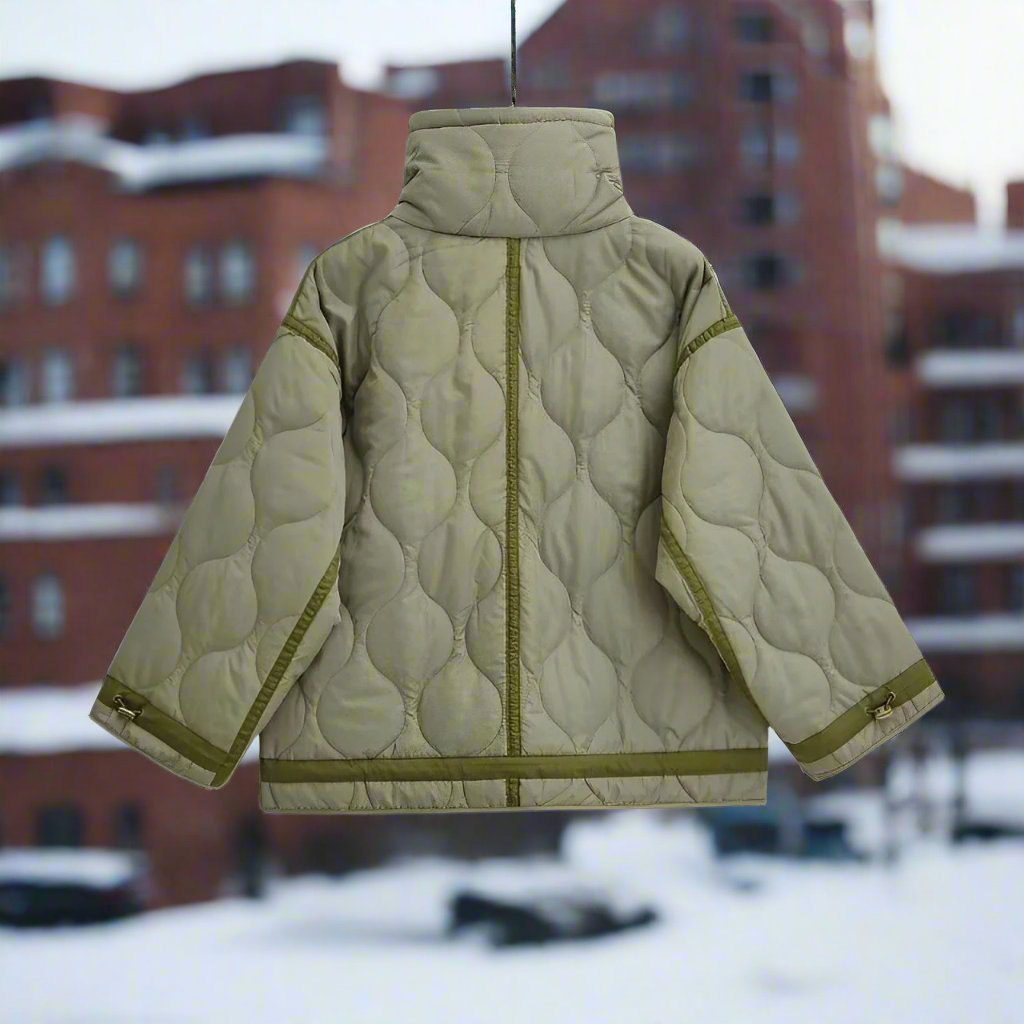 Damen Baumwolljacke hüftlang mit Stehkragen und Kordelzug