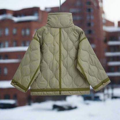 Damen Baumwolljacke hüftlang mit Stehkragen und Kordelzug