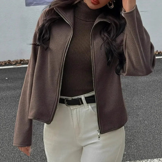 Legere Kurzjacke mit Stehkragen und Reißverschlussverschluss