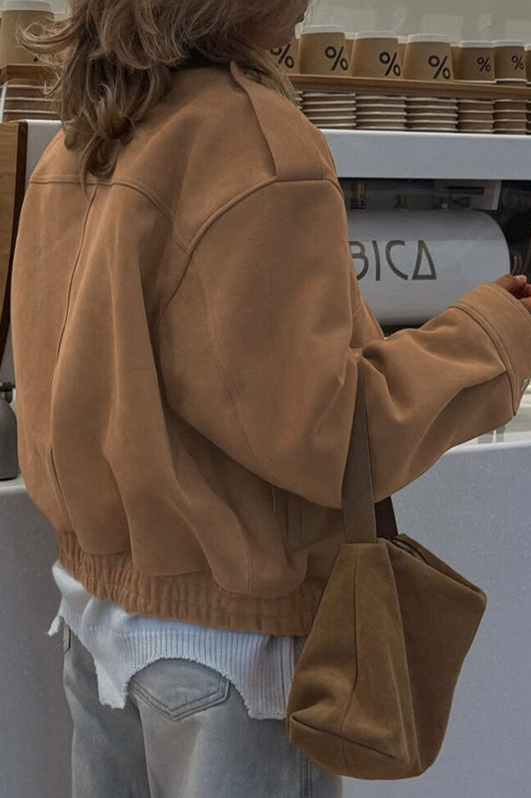 Lockere Freizeitjacke mit Reißverschluss und langen Ärmeln