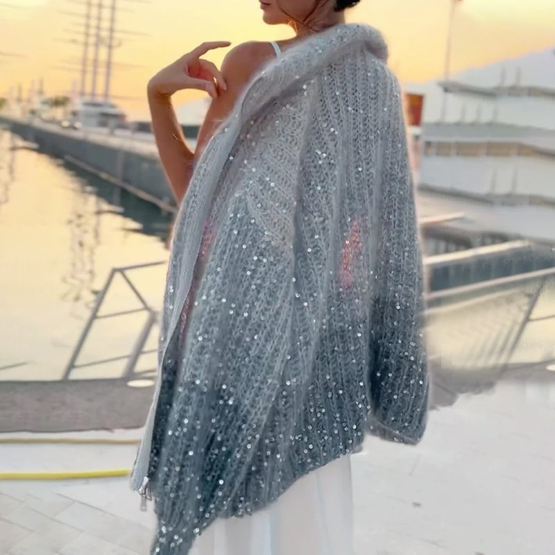 Glitzernder Strickcardigan mit Pailletten