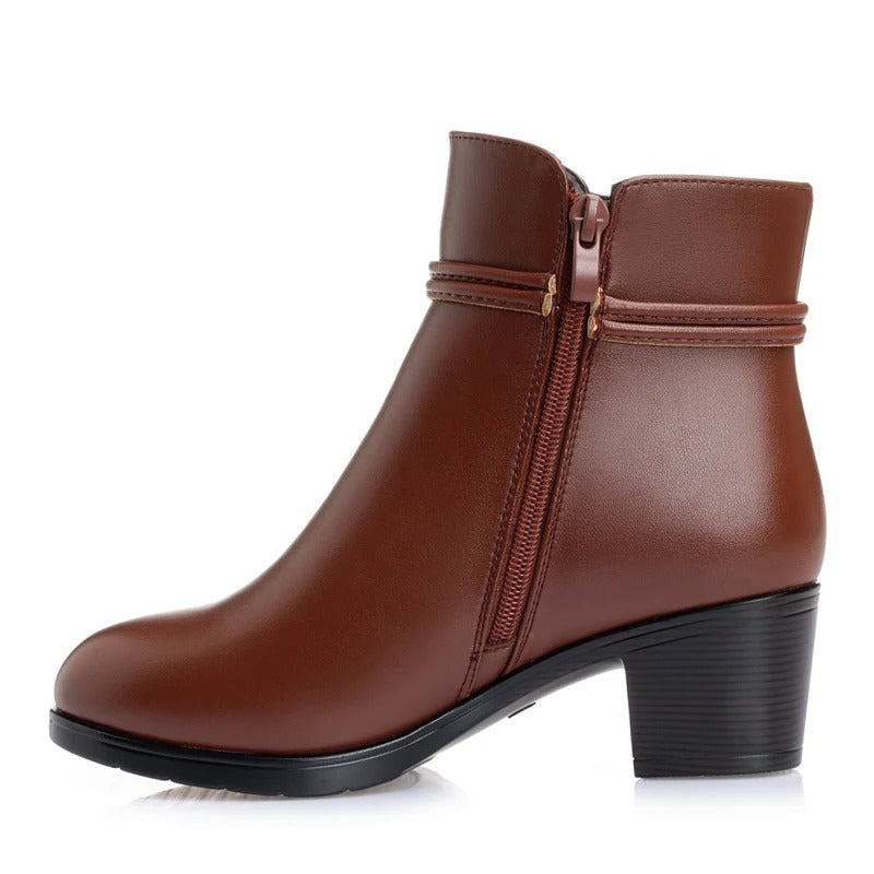 Elegante knöchelhohe Stiefel mit Fleecefutter und seitlichem Reißverschlussverschluss