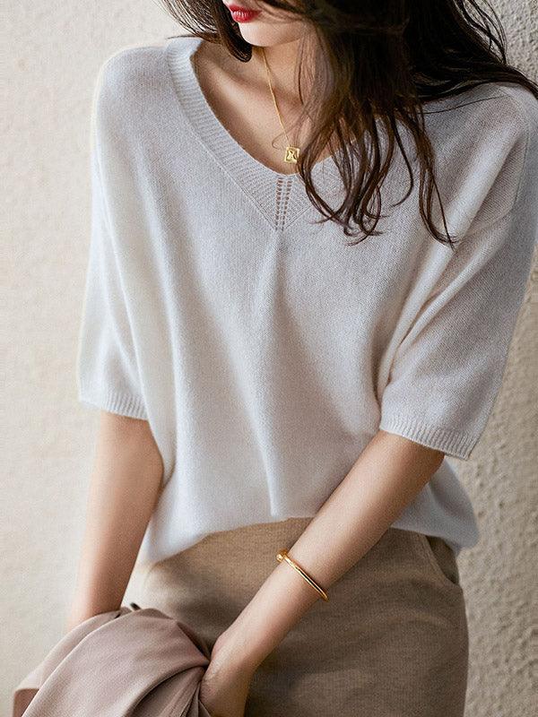 Luxuriöser weicher Kaschmirpullover mit V-Ausschnitt für Damen