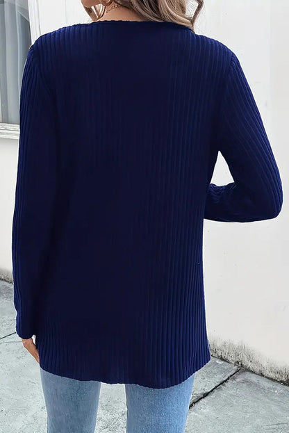 Boho Strickcardigan mit Blumenrand und langen Ärmeln