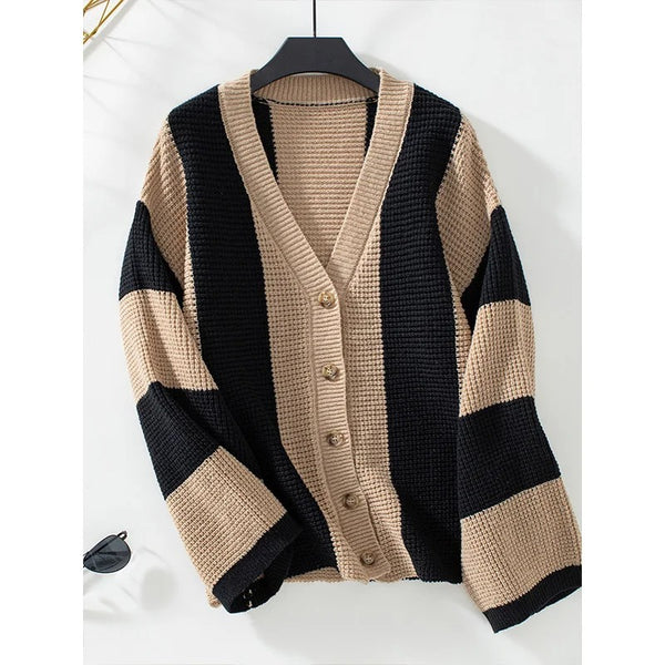 Ede™ – Gestreifter Oversized-Strickcardigan