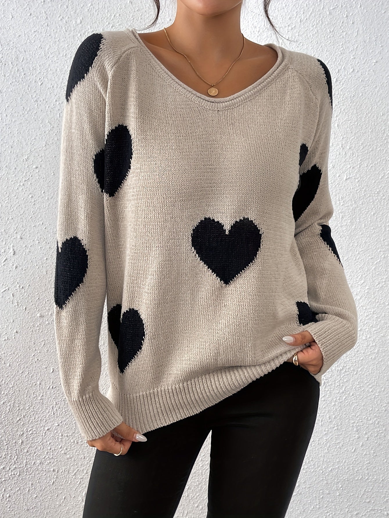 Gemütlicher Pullover mit Herzmuster für romantischen Winterstil