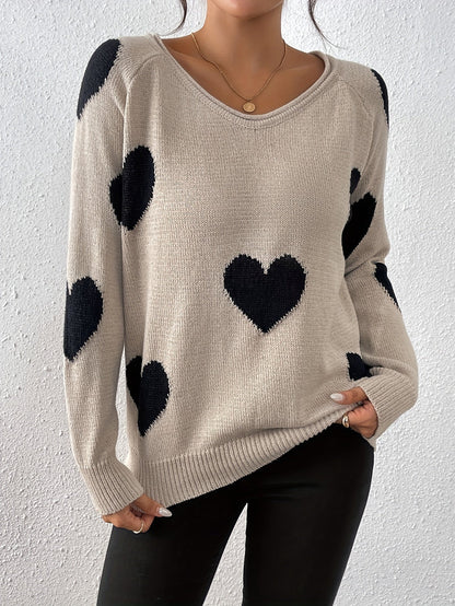 Gemütlicher Pullover mit Herzmuster für romantischen Winterstil