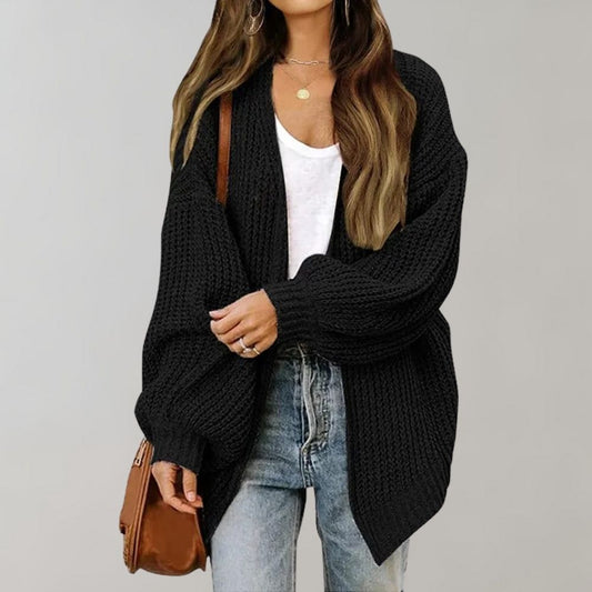 Gemütlicher offen gestrickter Cardigan mit Bischofsärmeln