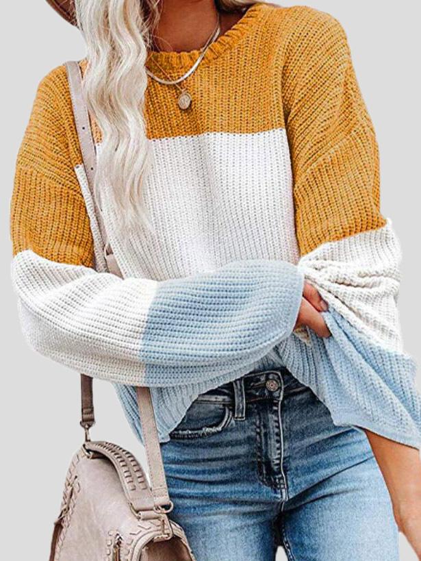 Gemütlicher Strickpullover mit Farbblock für lässigen Herbststil