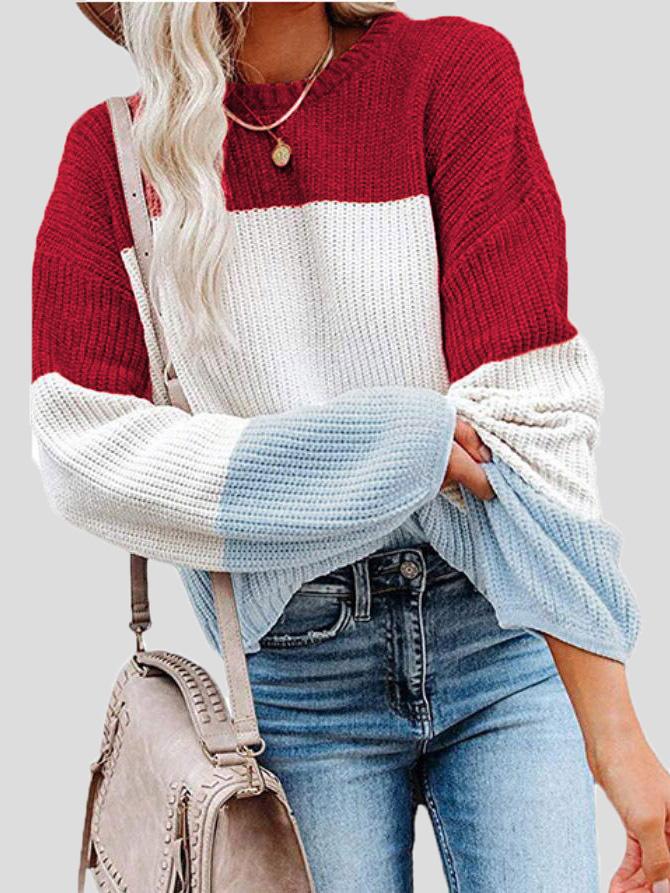 Gemütlicher Strickpullover mit Farbblock für lässigen Herbststil