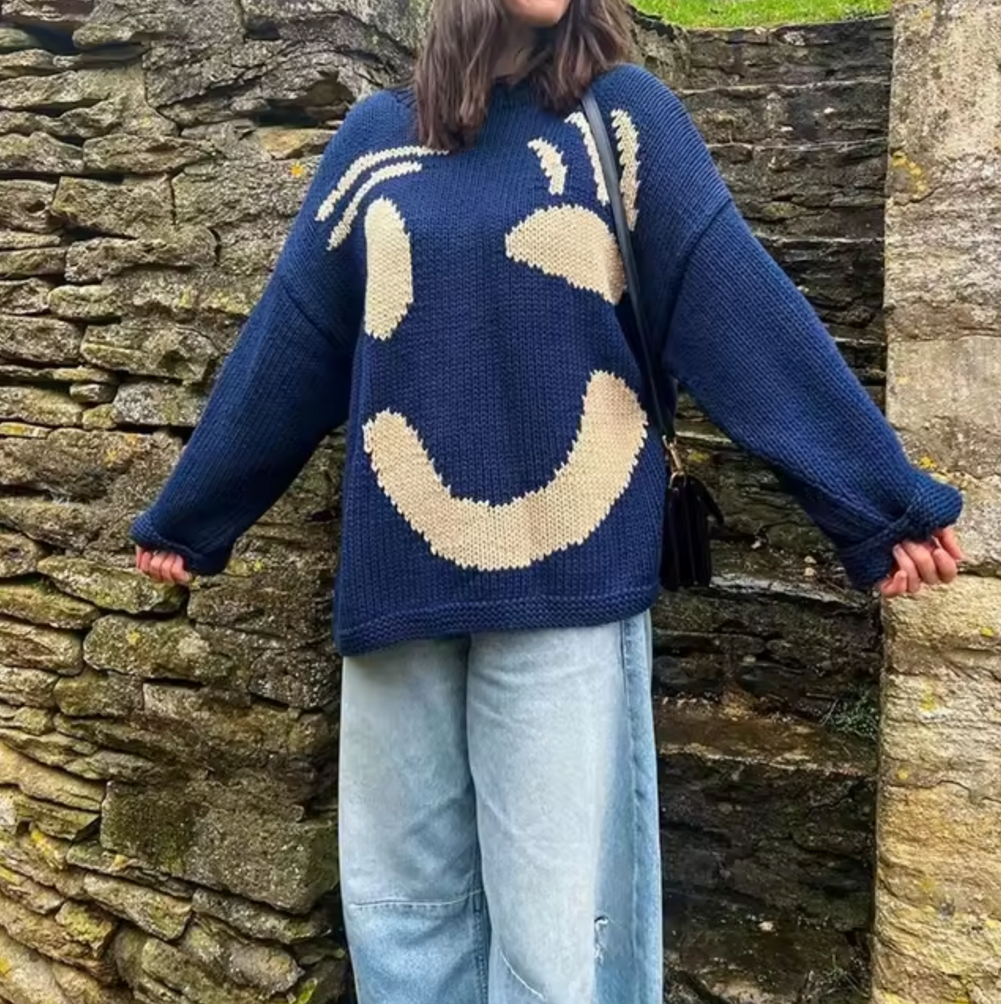 Gemütlicher übergroßer Strickpullover aus Baumwolle