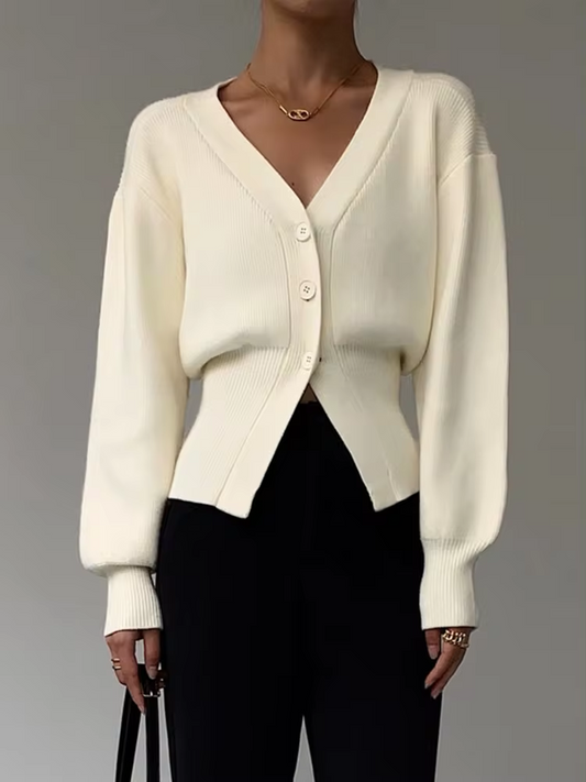 Gemütlicher V-Ausschnitt Strickcardigan mit Knöpfen
