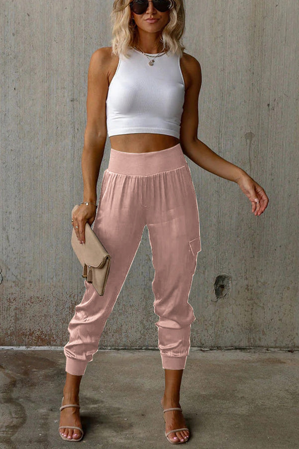 Maya™ - Satin-Jogginghose mit hoher Taille und Taschen