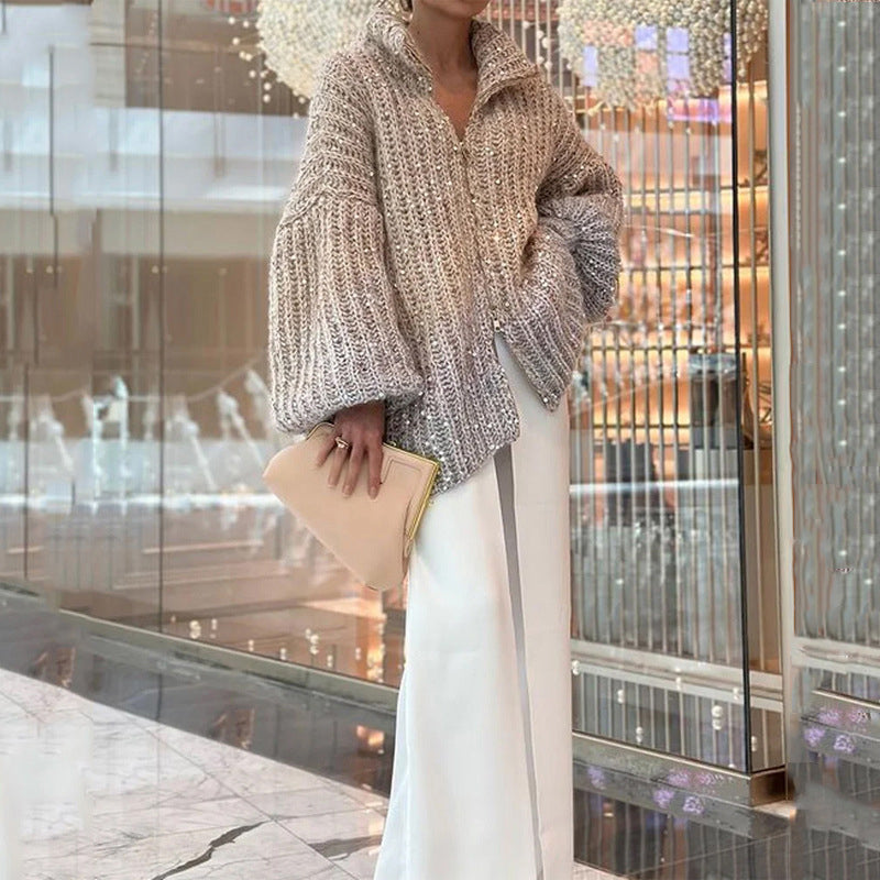 Glitzernder Strickcardigan mit Pailletten