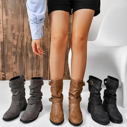 Schicke Leder-Stiefel mit Schnallendetail