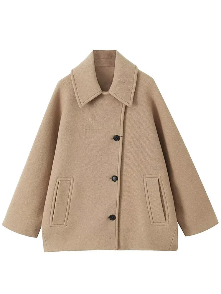Übergrößen Jacke mit umklappbarem Kragen und Seitentaschen