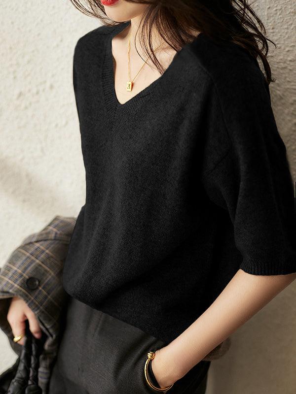Luxuriöser weicher Kaschmirpullover mit V-Ausschnitt für Damen