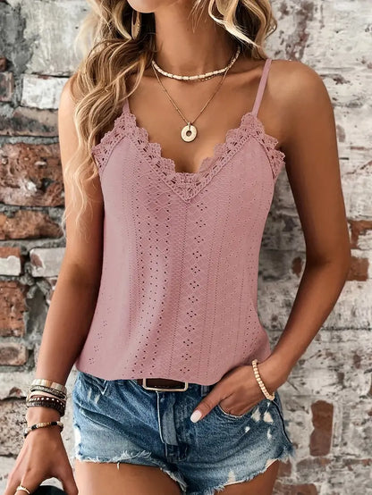 Yolly™ - Sizzle Öse Kontrast Spitze Cami Top