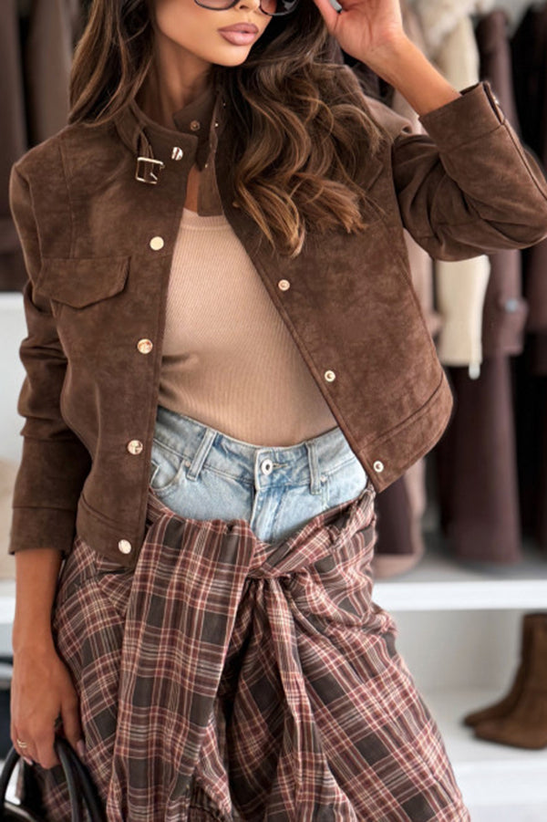 Schicke Langarm-Casual-Jacke mit Knöpfen