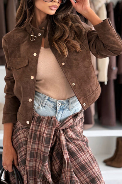 Schicke Langarm-Casual-Jacke mit Knöpfen