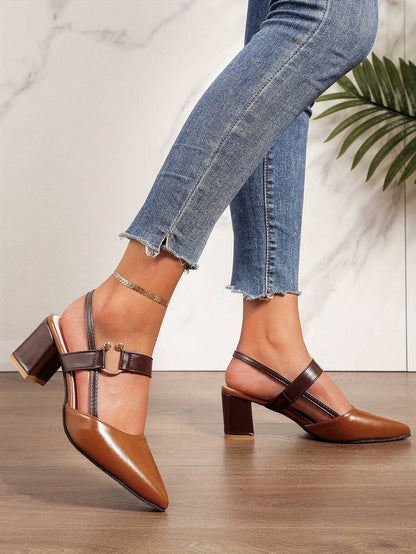Braune Damen Sandale mit Absatz – atmungsaktiv und bequem, ideal für den Sommer