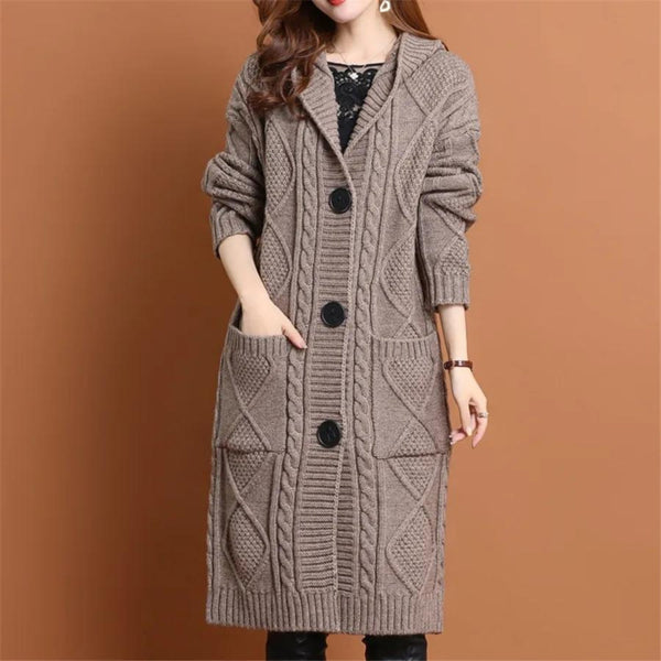 CIDER Strickjacke Damen - Pilz-Patchy Design, V-Ausschnitt, übergroß