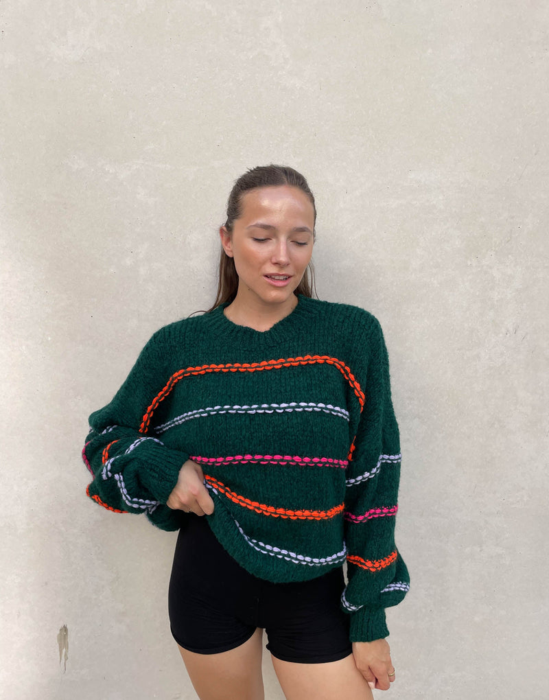 Leilany™ - Übergroßer Pullover mit neonfarbenen Ziernähten