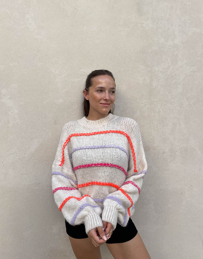 Leilany™ - Übergroßer Pullover mit neonfarbenen Ziernähten