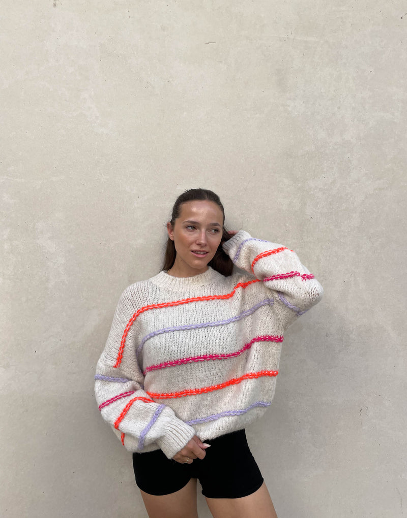 Leilany™ - Übergroßer Pullover mit neonfarbenen Ziernähten