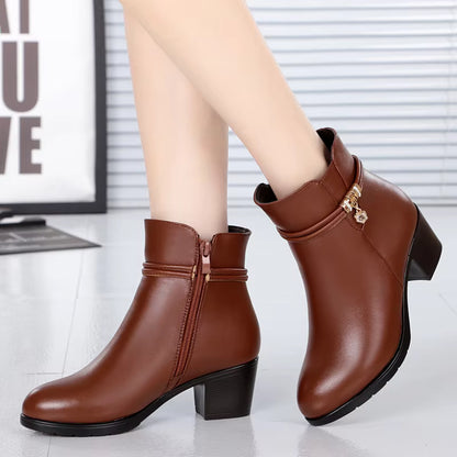 Elegante knöchelhohe Stiefel mit Fleecefutter und seitlichem Reißverschlussverschluss