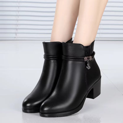 Elegante knöchelhohe Stiefel mit Fleecefutter und seitlichem Reißverschlussverschluss