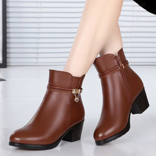 Elegante knöchelhohe Stiefel mit Fleecefutter und seitlichem Reißverschlussverschluss
