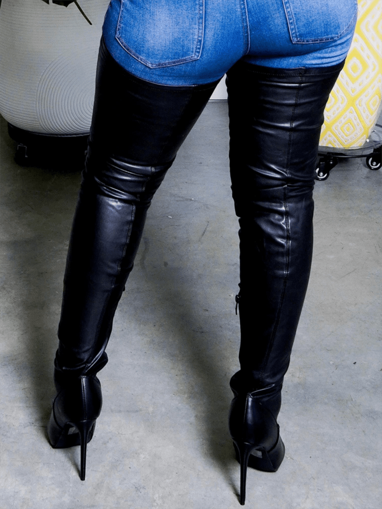 Anne™ - Flache Overknee-Stiefel aus Leder für den Winter