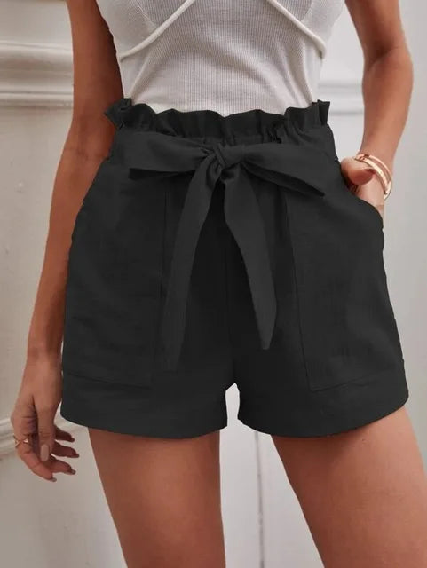 Shorts mit hohem Bund und Bindegürtel für Damen