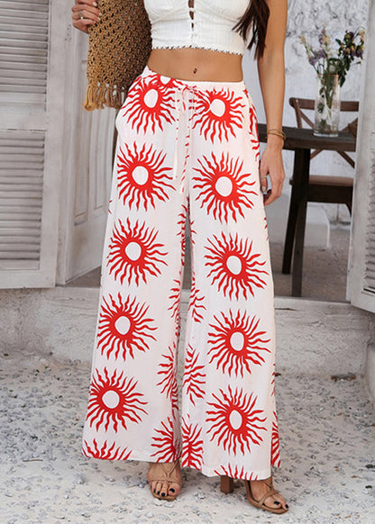 Damen Locker geschnittene, hoch taillierte, weit geschnittene Sonnenblumen-Hose
