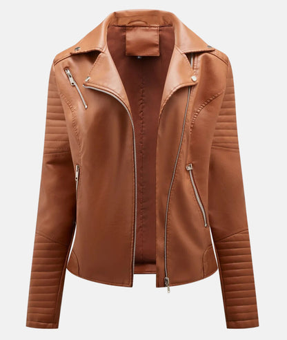 Schicke Damen Kunstleder-Bikerjacke