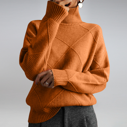 Gemütlicher geometrischer Strickpullover mit Rollkragen